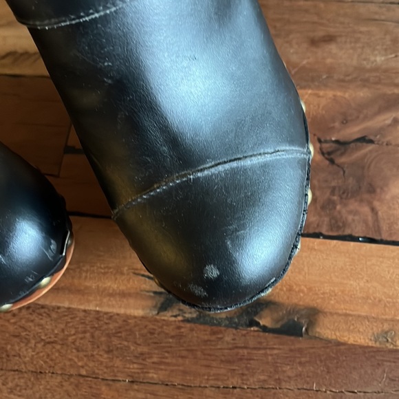 JEFFERY CAMPBELL black leather retro platform clogs size 9 GUC - Picture 6 of 7